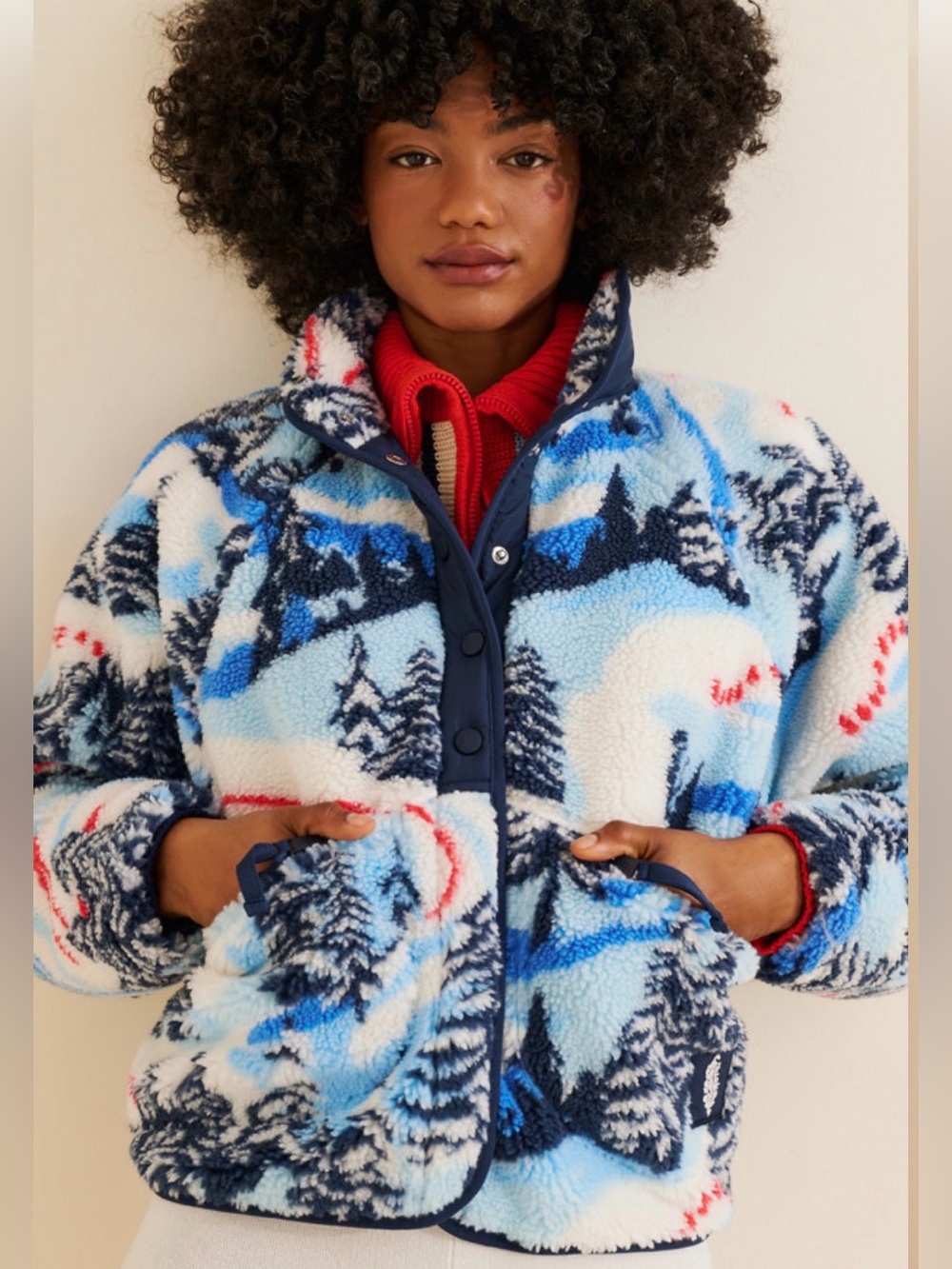 FREE PEOPLE x movement Hit The Slopes Printed Fleece Jacket size medium